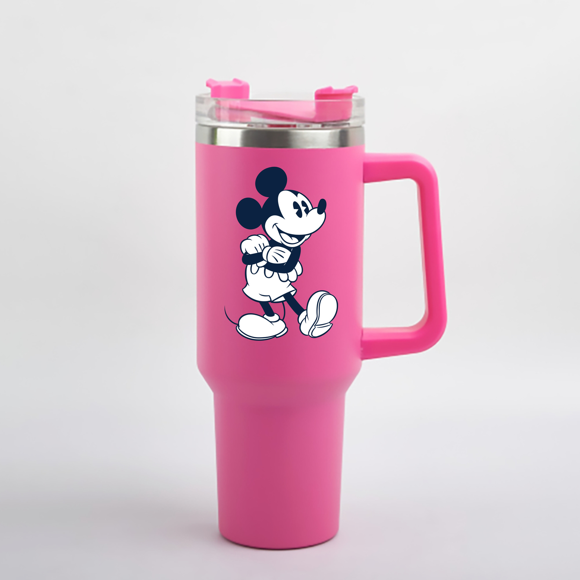 （画像用） ミッキーマウス Mickey Mouse 1200mL車用タンブラー - クリスタルステッカー（プラスチックストロー付き）